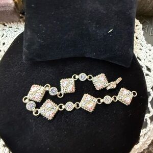 Antique Micro Mosaic Linked Chain Bracelt